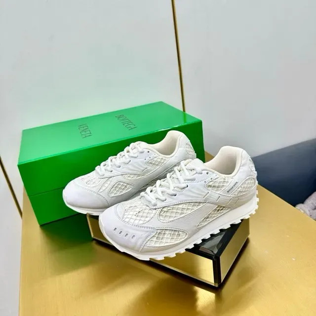 White Textured Mesh and Synthetic Overlay Sneaker 4