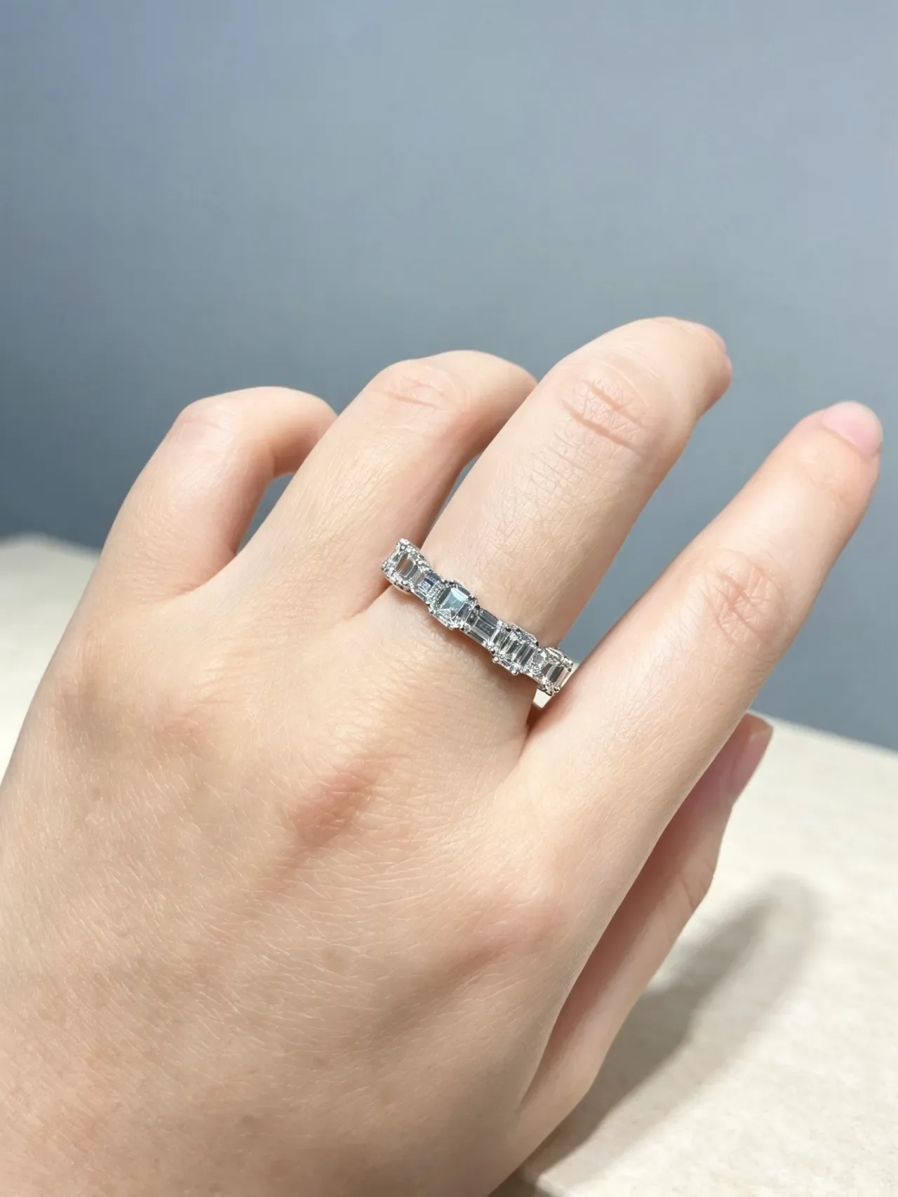 Yellow and Clear Emerald-Cut Channel-Set Multi-Stone Ring 3