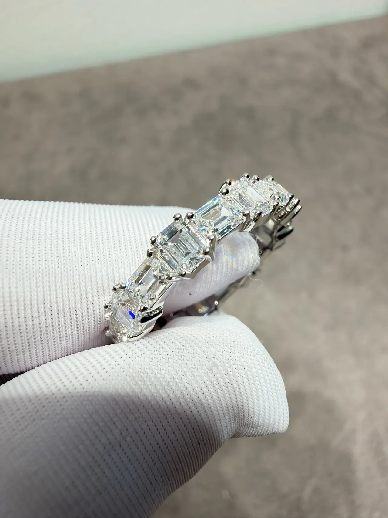 Yellow and Clear Emerald-Cut Channel-Set Multi-Stone Ring 4