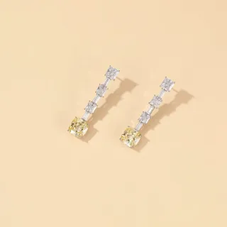 Yellow and Clear Gemstone Linear Drop Earrings