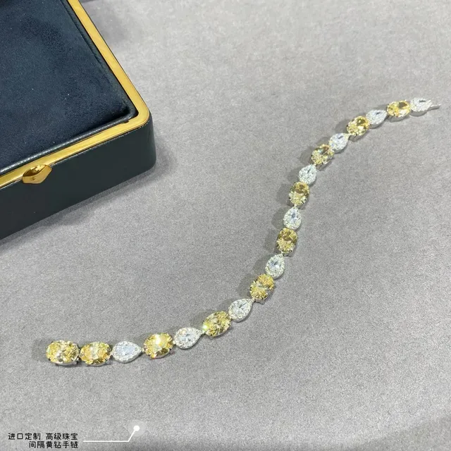 Yellow and Clear Teardrop Stone Linear Bracelet 3