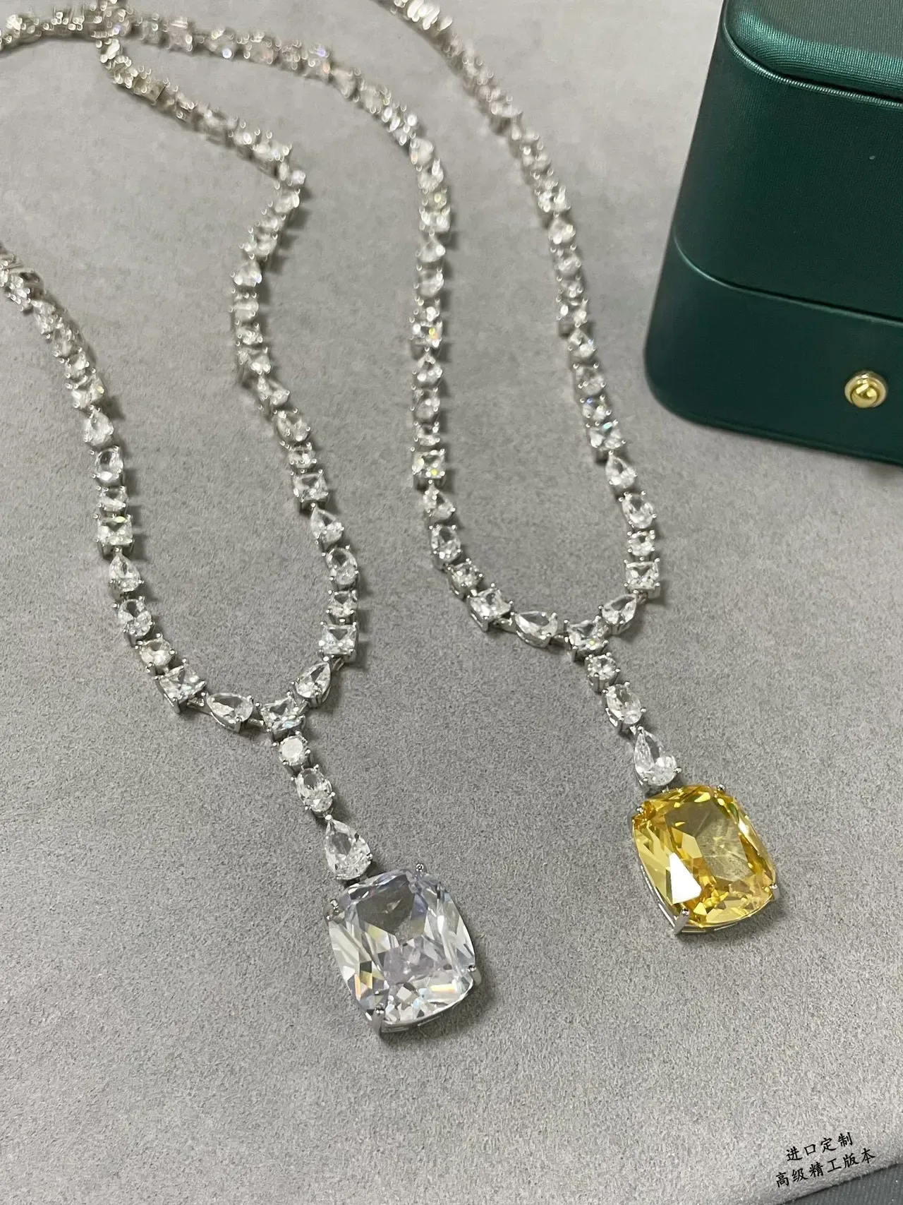 Yellow Cushion-Cut Gemstone Diamond-Accented Pendant Necklace 3
