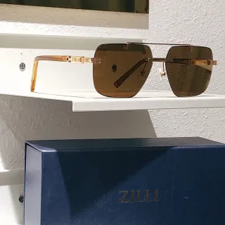 ZILLI Square-Cut Rimless-Style Gold-Tone Sunglasses