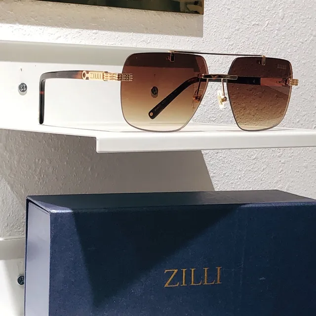 ZILLI Square-Cut Rimless-Style Gold-Tone Sunglasses 6