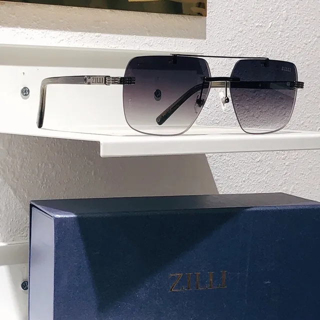ZILLI Square-Cut Rimless-Style Gold-Tone Sunglasses 9