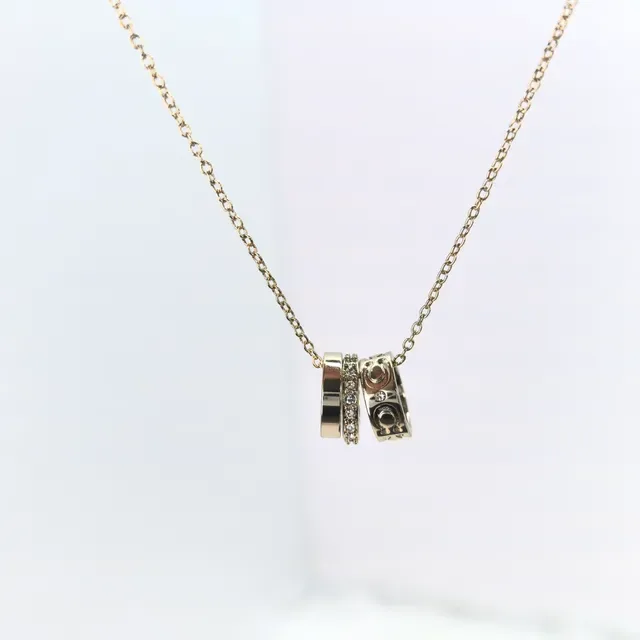 Givenchy Gold Silver Stacked Ring Pendant Horseshoe Motif Necklace 2