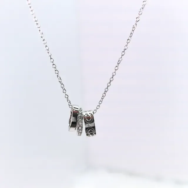 Givenchy Gold Silver Stacked Ring Pendant Horseshoe Motif Necklace 3