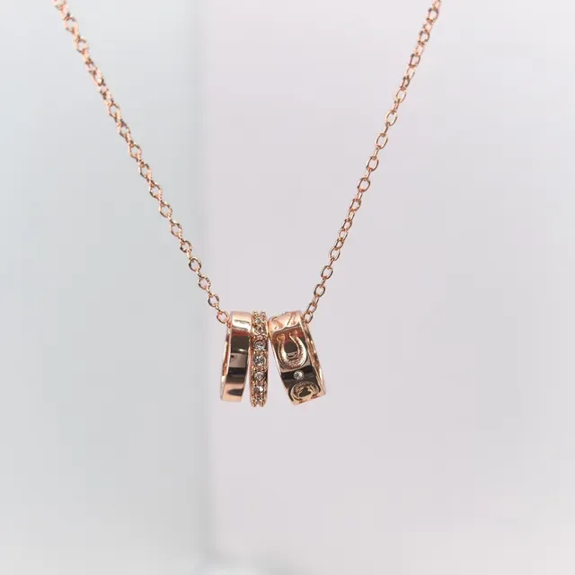 Givenchy Gold Silver Stacked Ring Pendant Horseshoe Motif Necklace 9
