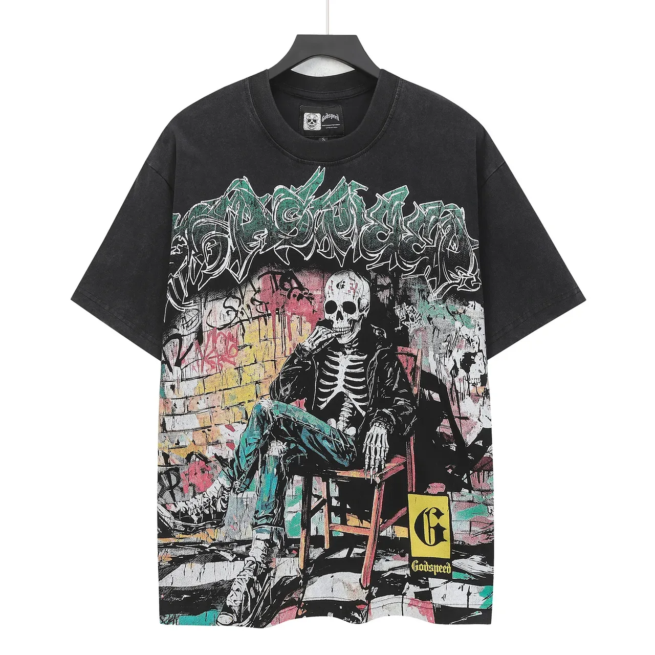 Godspeed Black Multicolor Oversized Fit Graphic Front Print T-Shirt 2