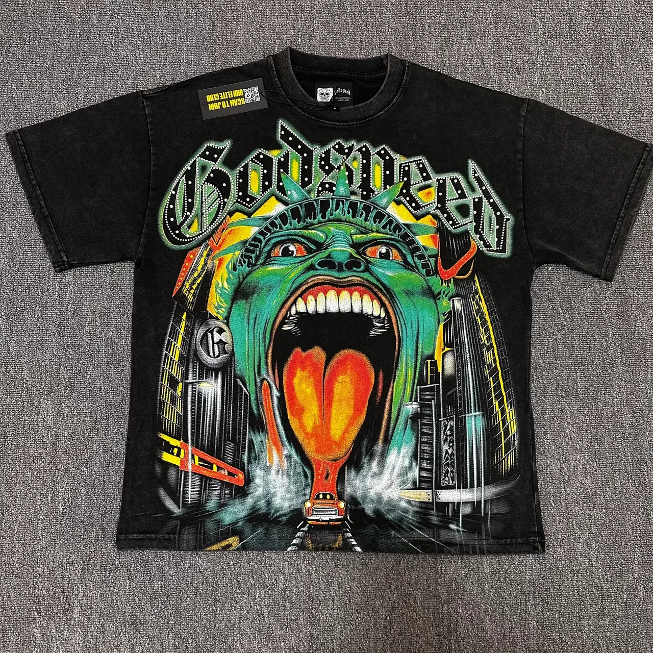 Godspeed Graphic Print Distressed Black T-Shirt 2