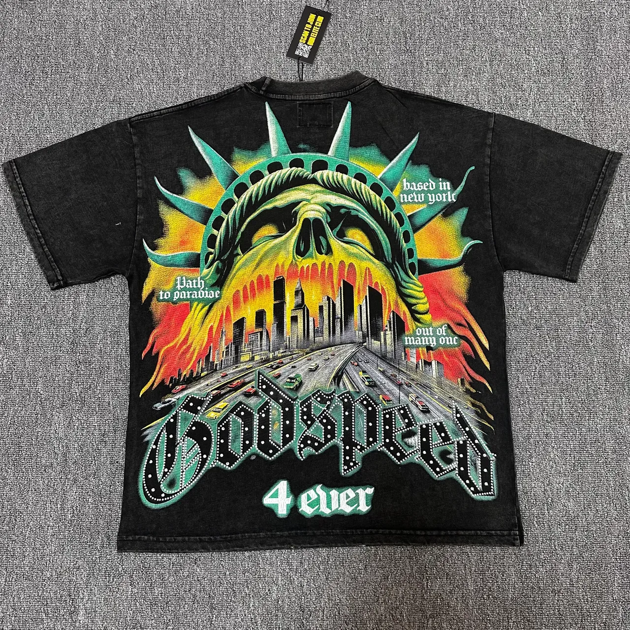Godspeed Graphic Print Distressed Black T-Shirt 3