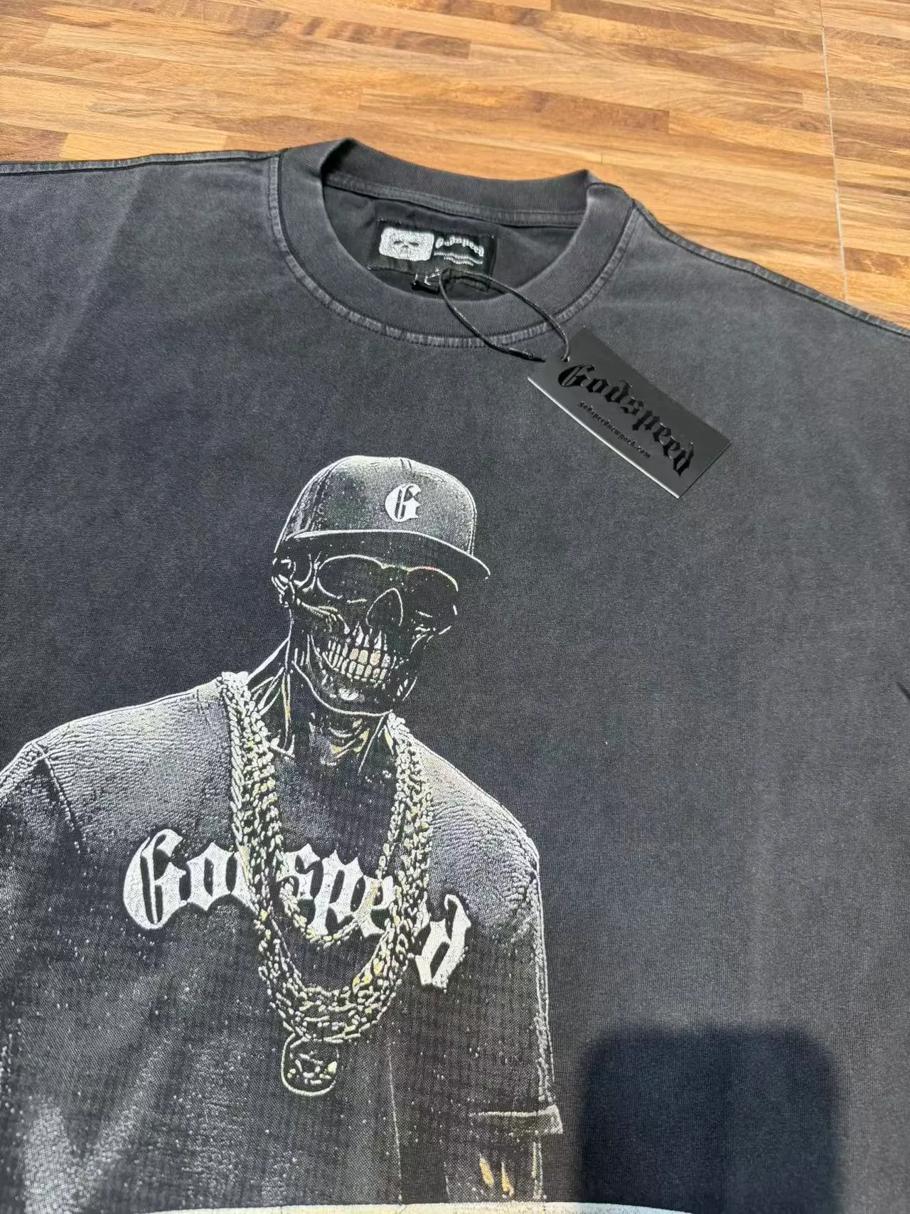 Godspeed Skeleton Surfer Graphic Washed Black T-Shirt 6
