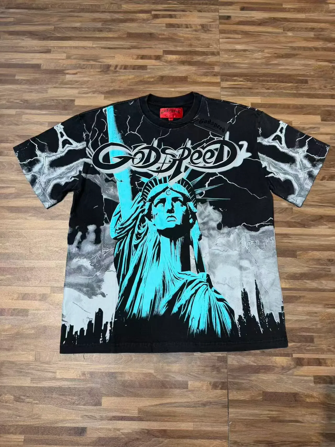 Godspeed Statue of Liberty Lightning Graphic T-Shirt 2