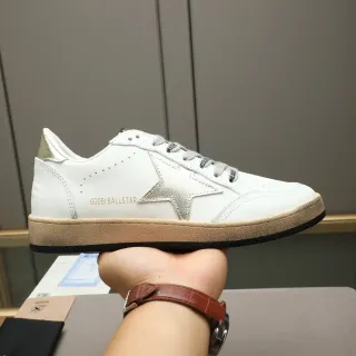Golden Goose Ball Star White Leather Metallic Star Lifestyle Sneakers