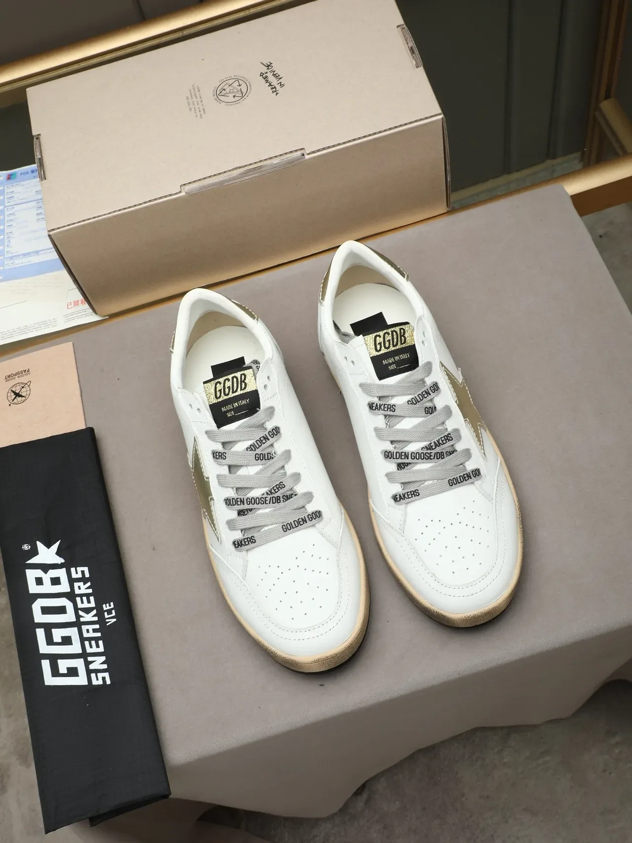 Golden Goose Ball Star White Leather Metallic Star Lifestyle Sneakers 2