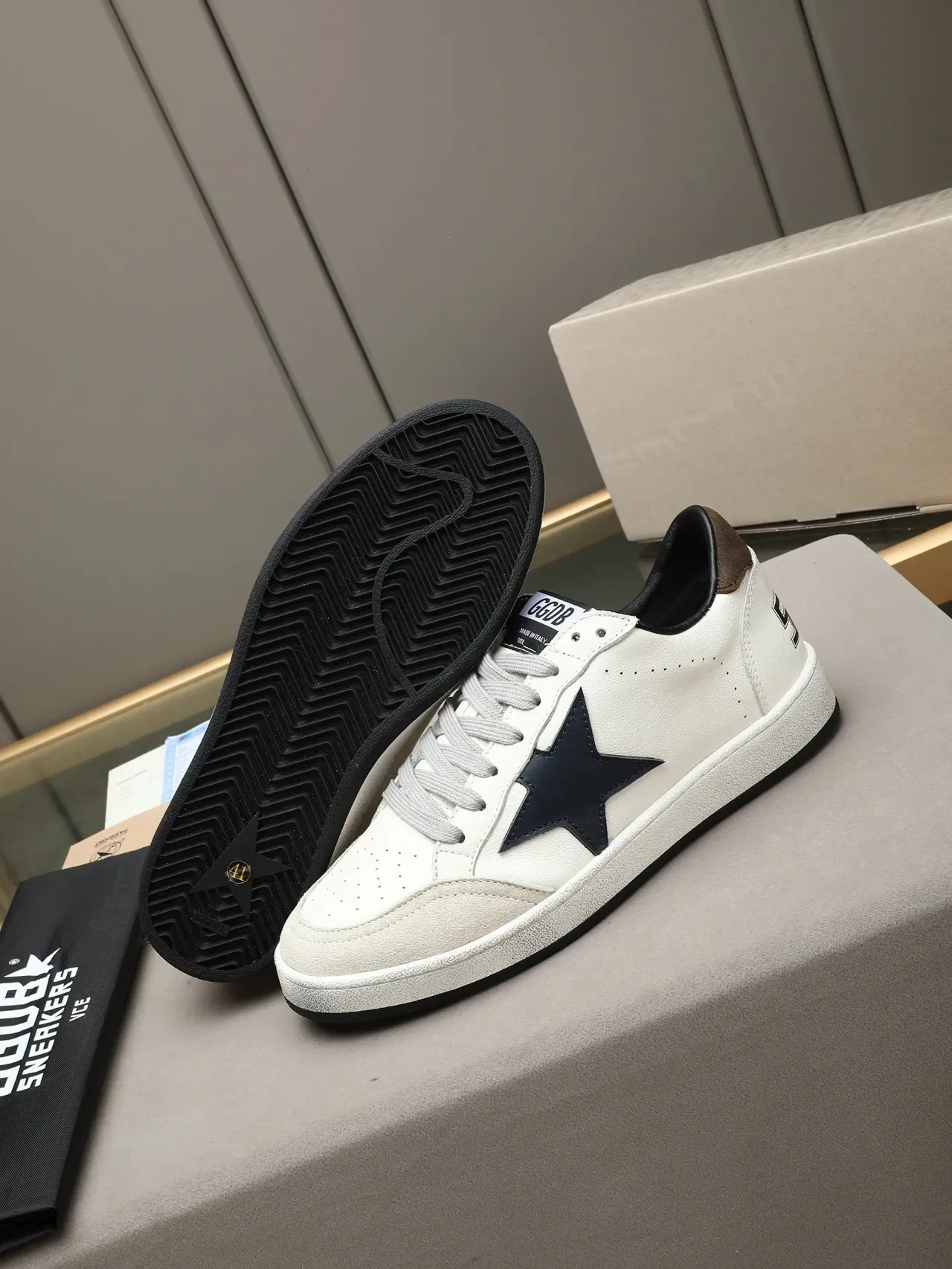 Golden Goose Ball Star White Navy Star Lifestyle Sneakers 4