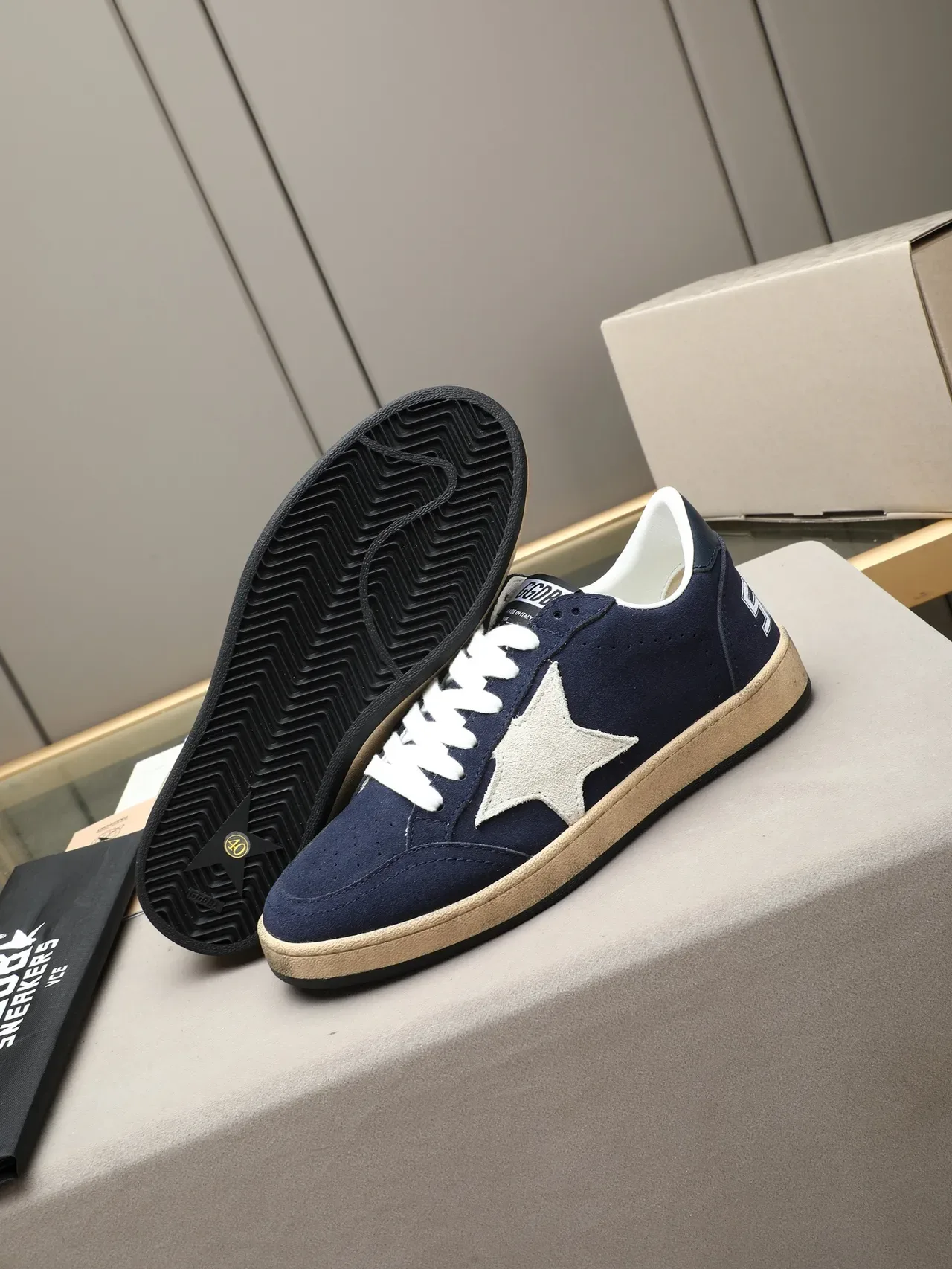 Golden Goose Ballstar Navy Suede Star Logo Lifestyle Sneakers 4