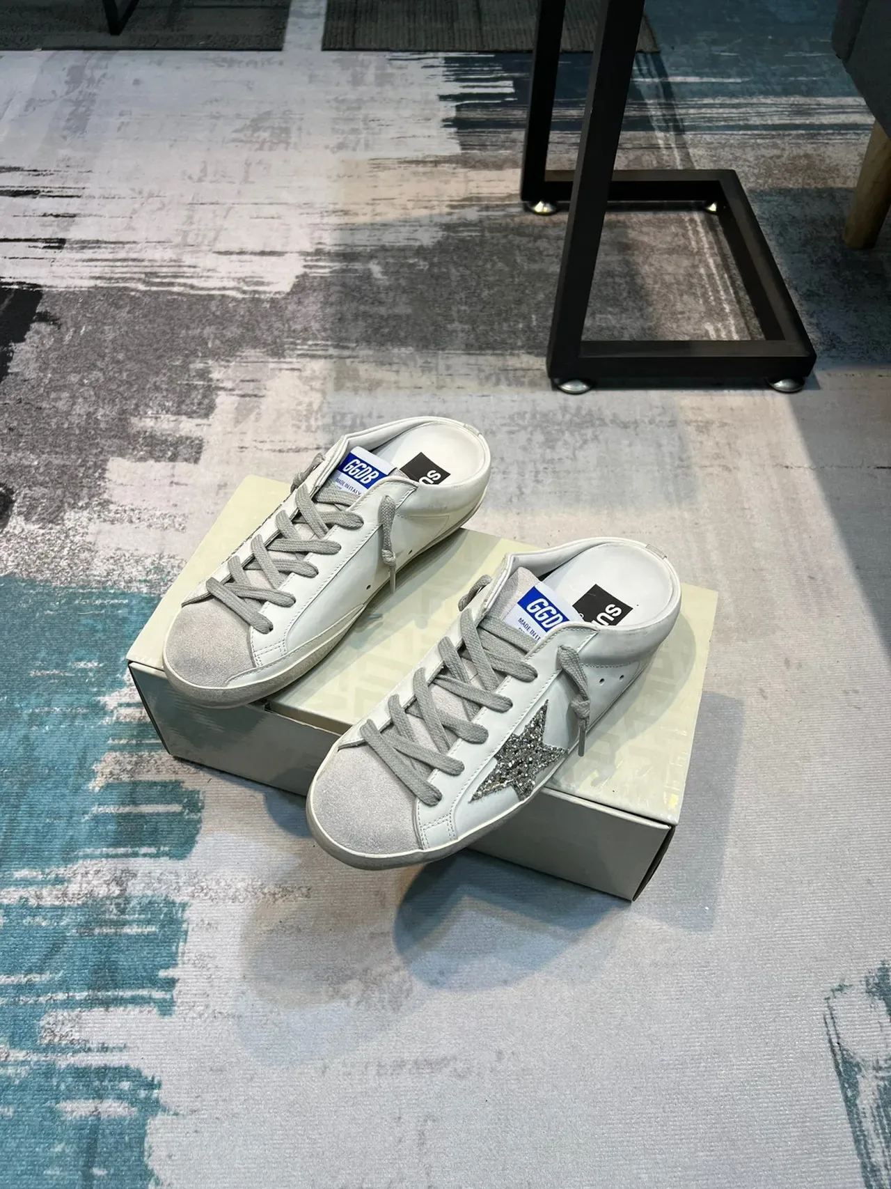 Golden Goose Super-Star Mule White Glitter Star Lifestyle Sneakers 5