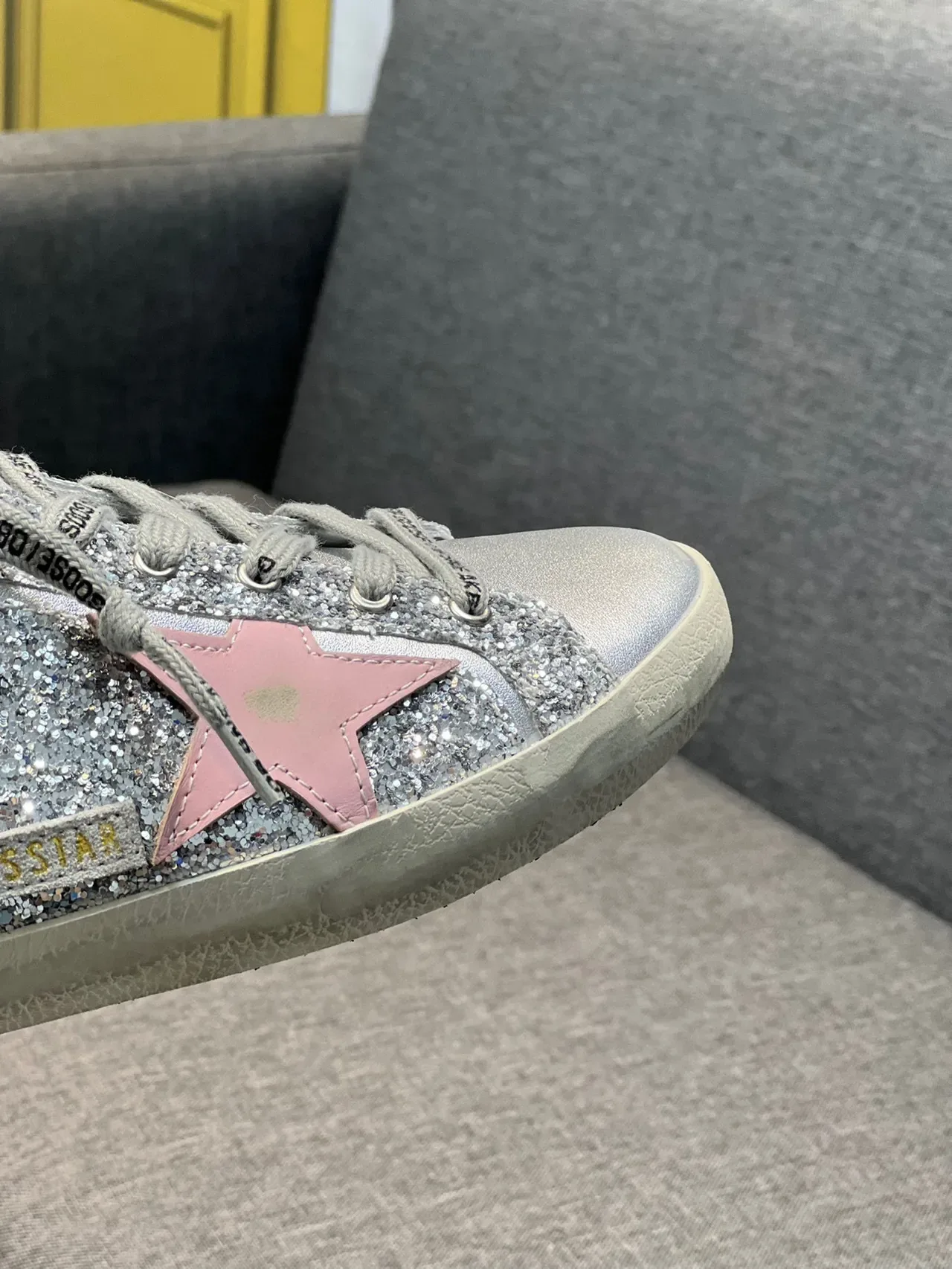 Golden Goose Superstar Silver Glitter Pink Star Lifestyle Sneakers 3