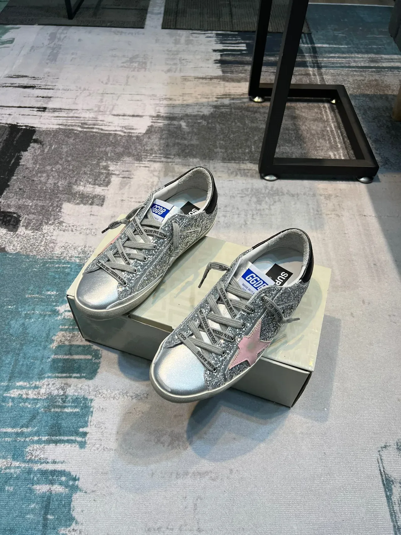 Golden Goose Superstar Silver Glitter Pink Star Lifestyle Sneakers 5