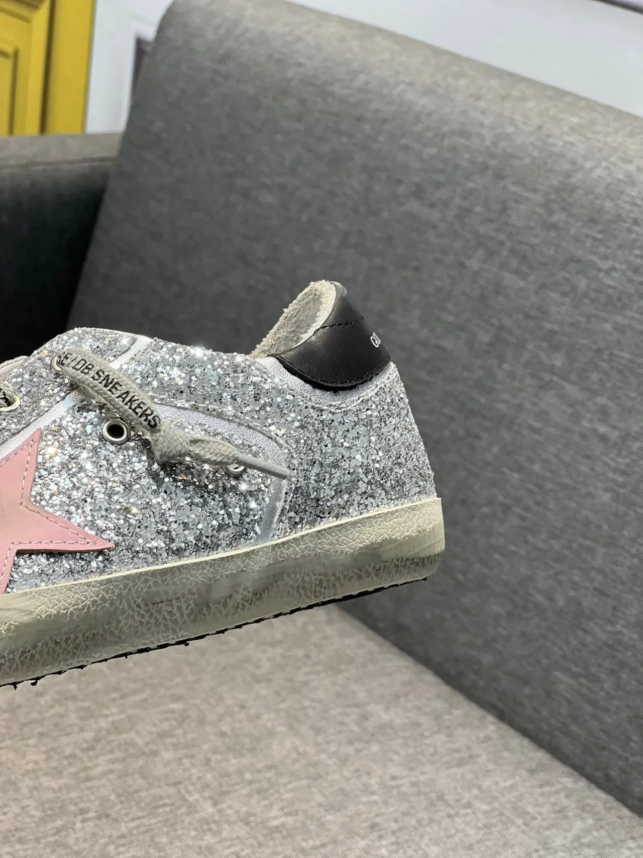 Golden Goose Superstar Silver Glitter Pink Star Lifestyle Sneakers 8