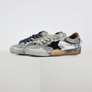 Golden Goose Superstar Silver Sequin Black Star Lifestyle Sneakers