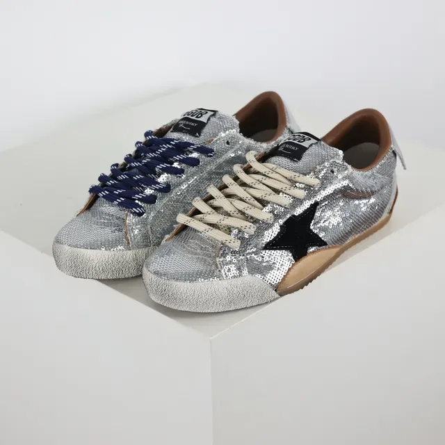 Golden Goose Superstar Prata Lantejoula Estrela Preta Tênis Lifestyle 2