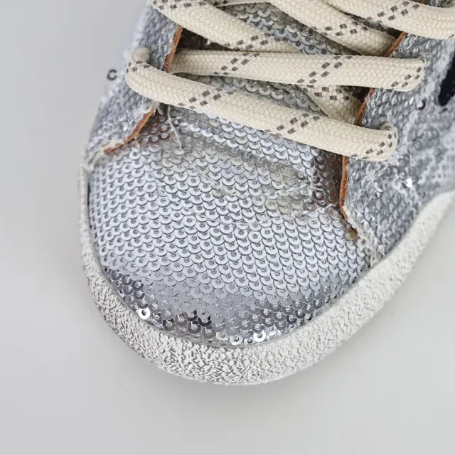 Golden Goose Superstar Prata Lantejoula Estrela Preta Tênis Lifestyle 5