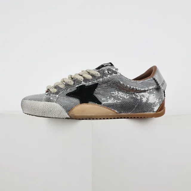 Golden Goose Superstar Prata Lantejoula Estrela Preta Tênis Lifestyle 9