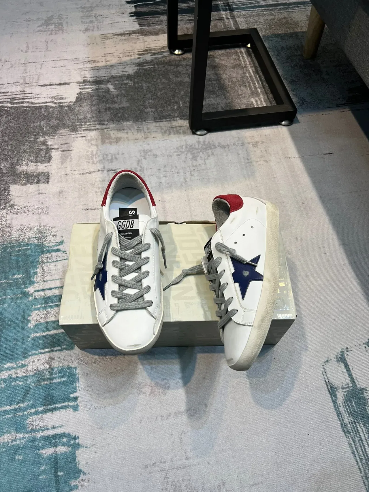 Golden Goose Superstar White Navy Red Lifestyle Sneakers 4
