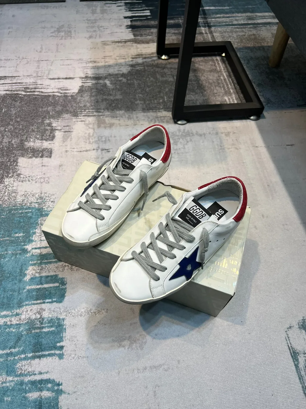 Golden Goose Superstar White Navy Red Lifestyle Sneakers 5