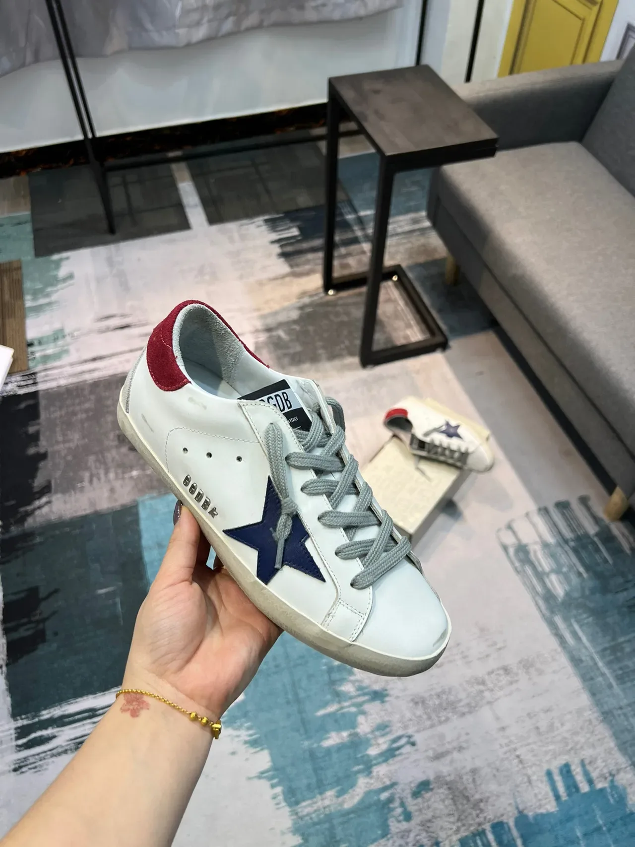 Golden Goose Superstar White Navy Red Lifestyle Sneakers 6