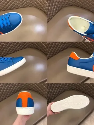 Gucci Ace Blue and Orange Interlocking G Leather Lifestyle Sneakers 2