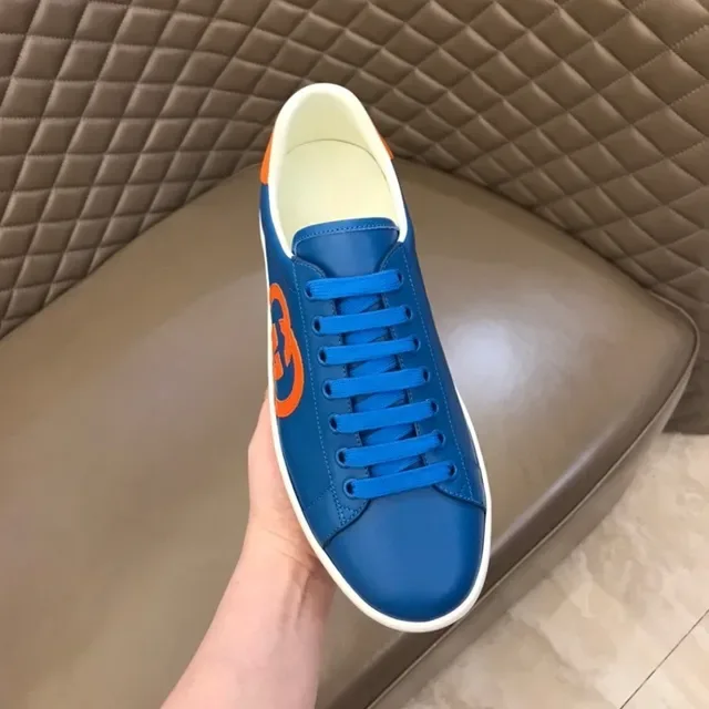 Gucci Ace Blue and Orange Interlocking G Leather Lifestyle Sneakers 6