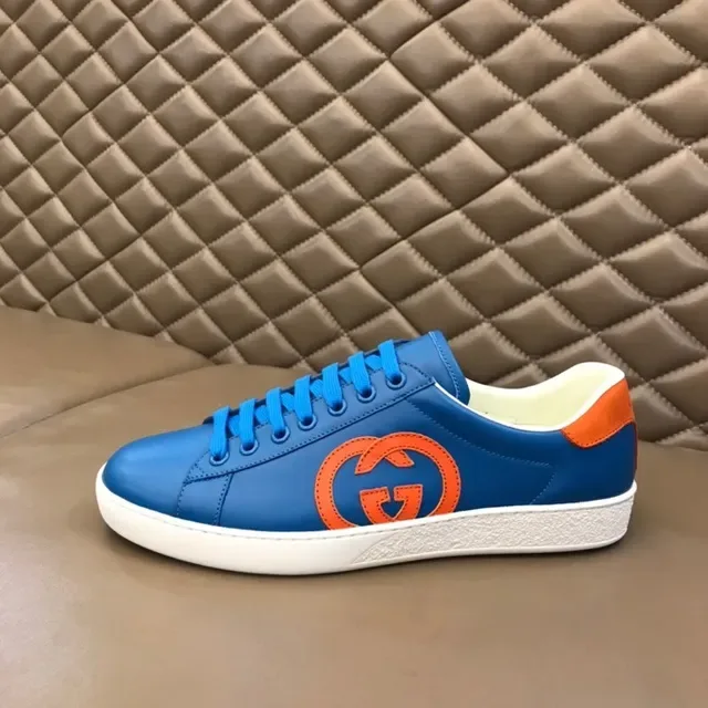 Gucci Ace Blue and Orange Interlocking G Leather Lifestyle Sneakers 8