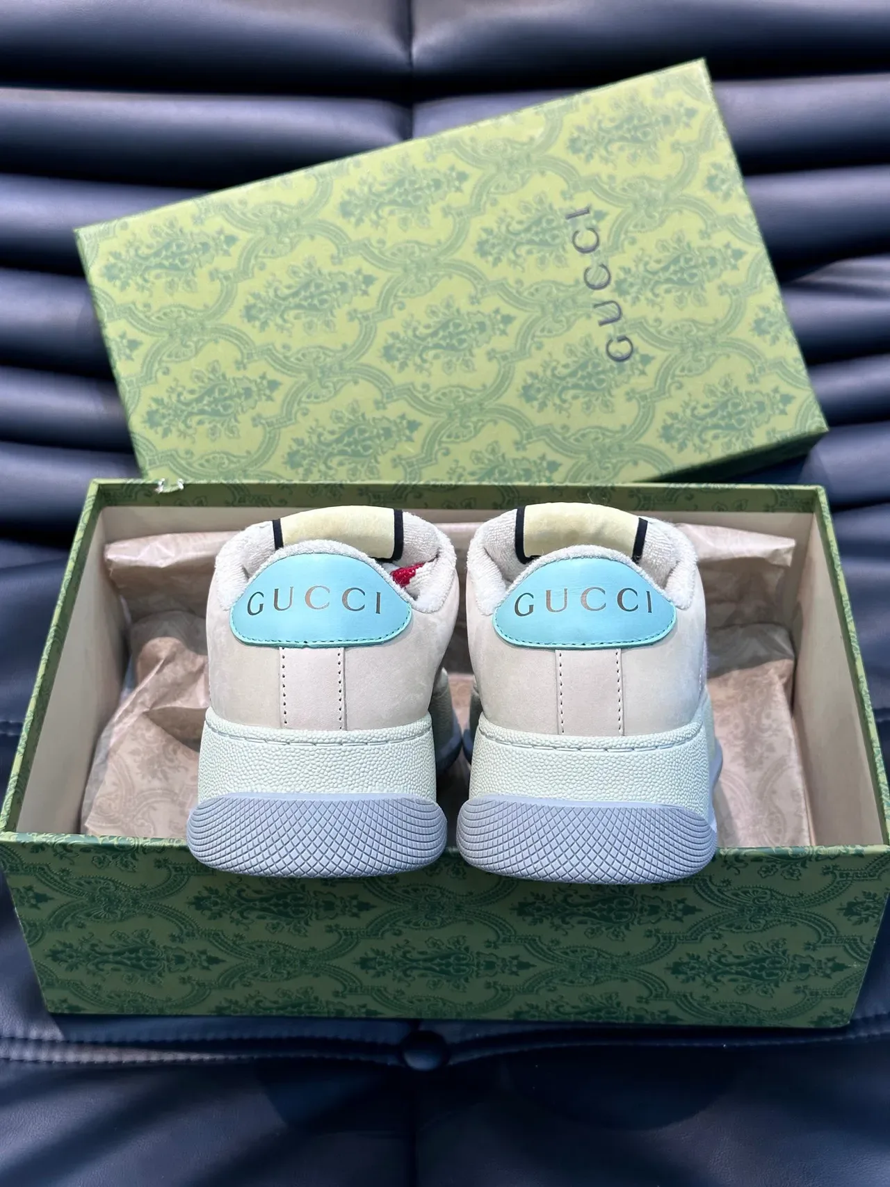 Gucci Ace Cream Red Stripe Mint Green Lifestyle Sneakers 3