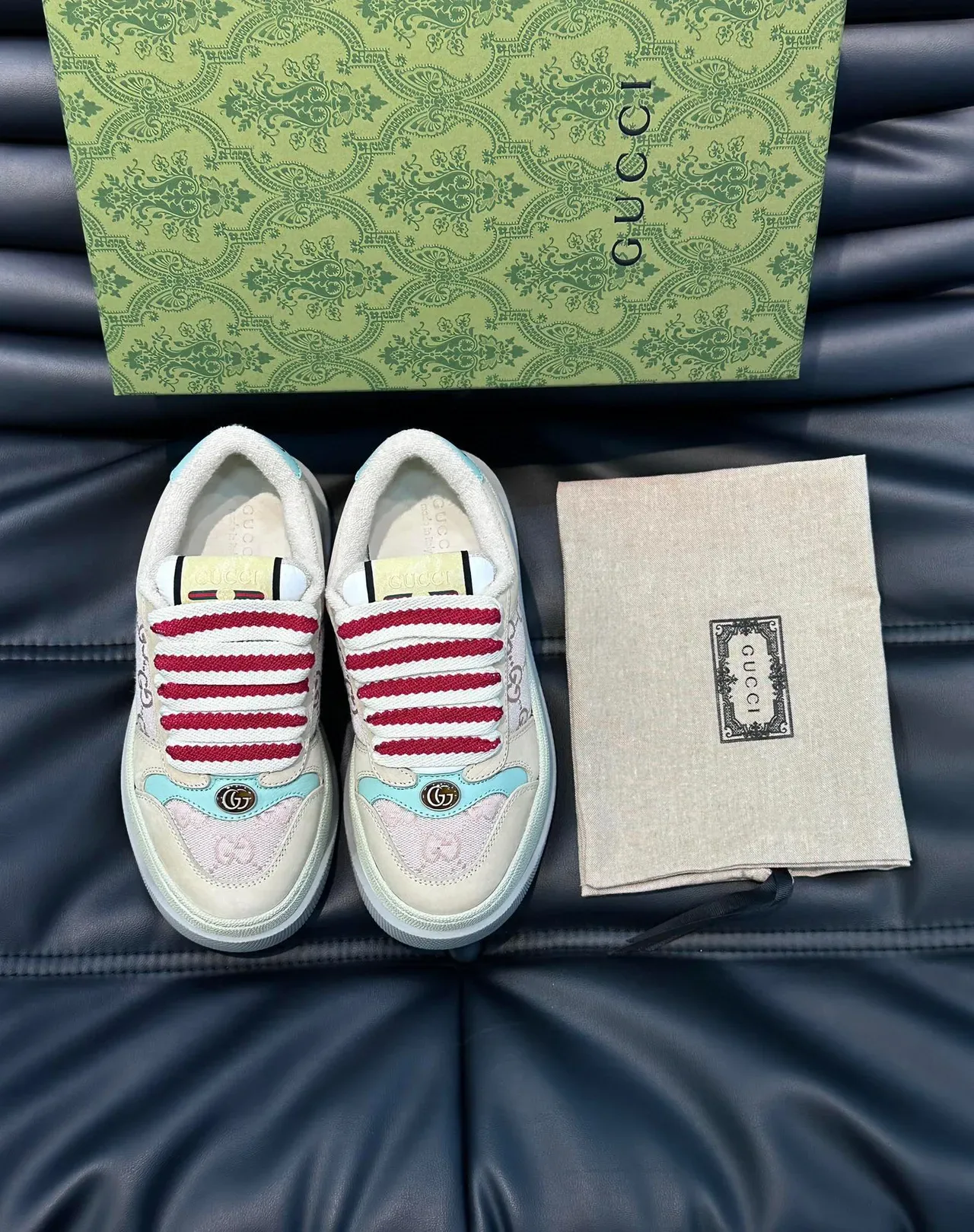 Gucci Ace Cream Red Stripe Mint Green Lifestyle Sneakers 9