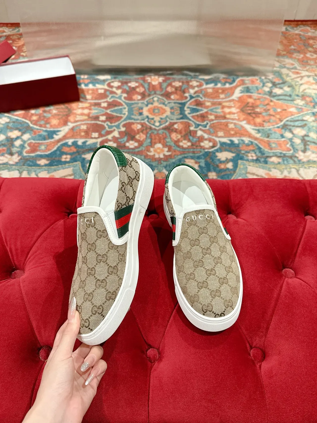 Gucci Ace GG Monogram Web Slip-On Lifestyle Tênis 4