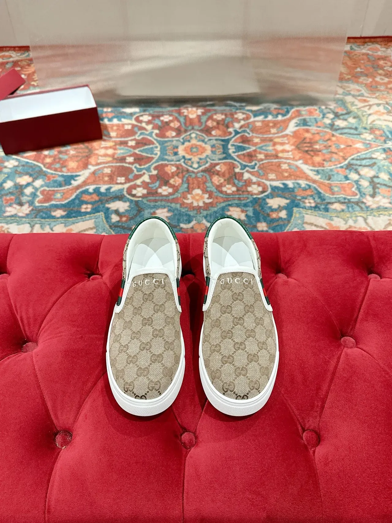 Gucci Ace GG Monogram Web Slip-On Lifestyle Tênis 5