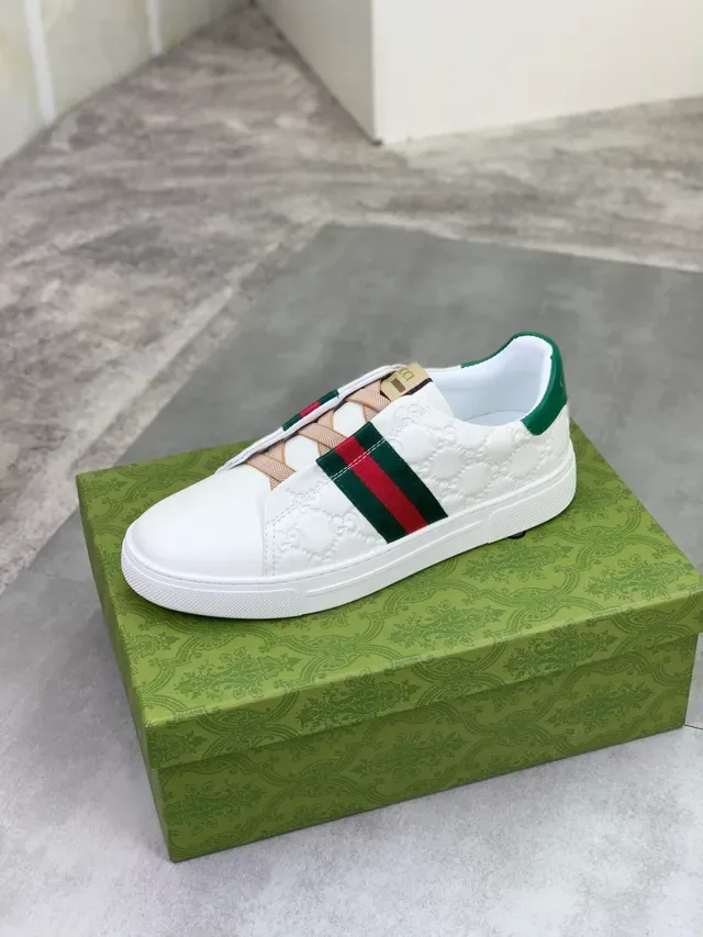 Gucci Ace White Green Red Web Strap Lifestyle Sneakers 4