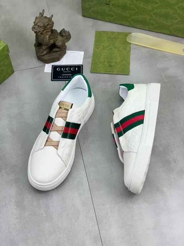 Gucci Ace White Green Red Web Strap Lifestyle Sneakers 5
