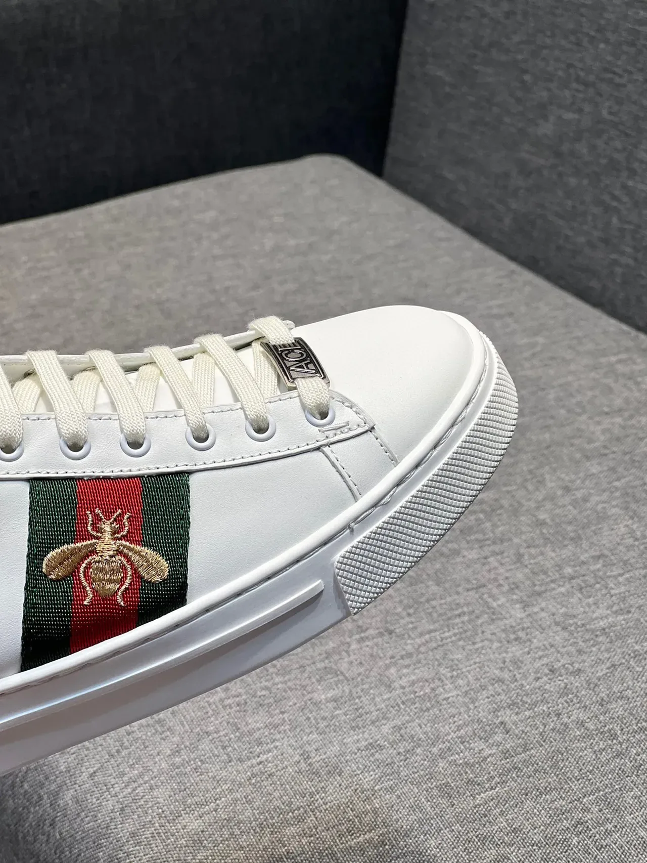 Gucci Ace White Green Red Web Stripe Bee Embroidery Lifestyle Sneakers 3