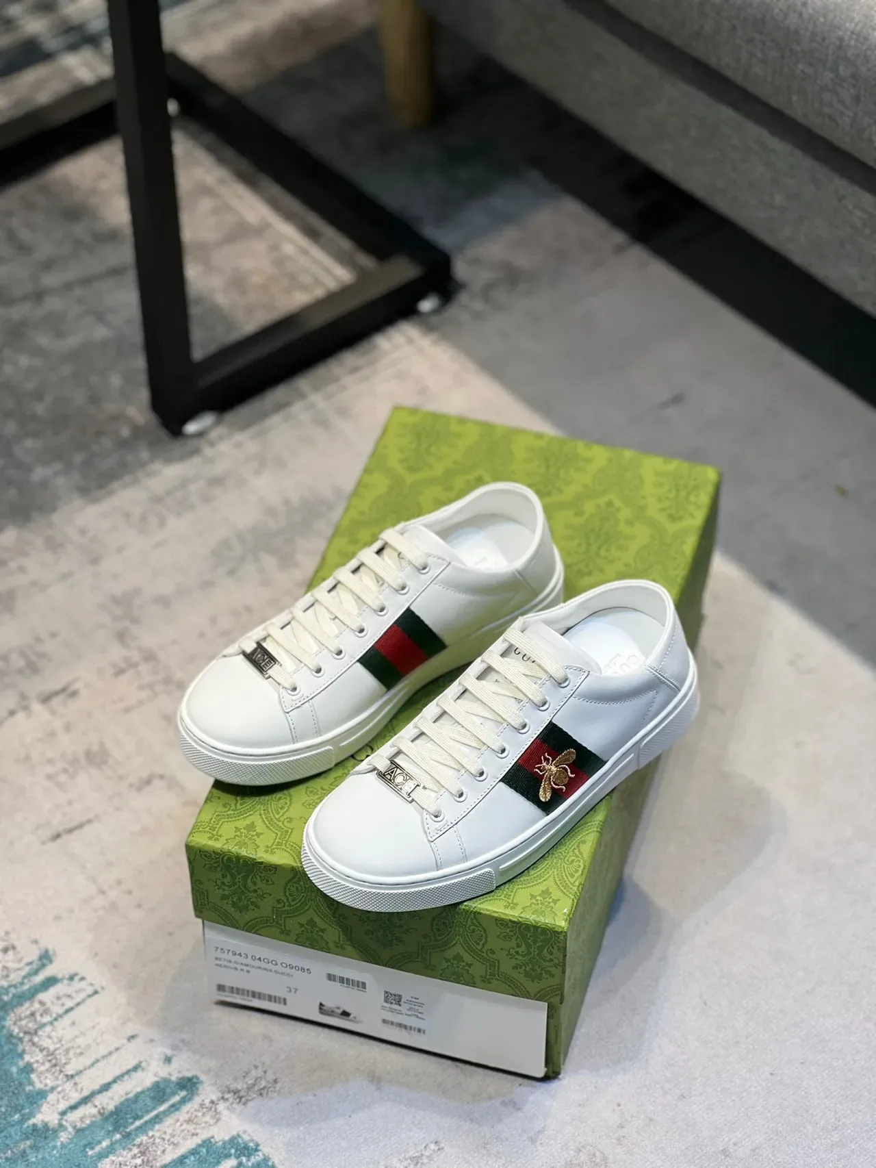 Gucci Ace White Green Red Web Stripe Bee Embroidery Lifestyle Sneakers 8