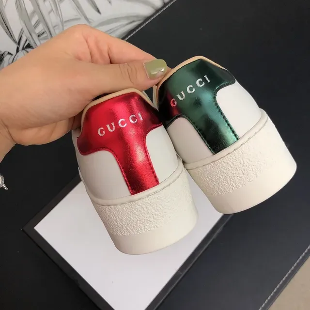 Gucci Ace White Leather Web Stripe Crystal Strap Lifestyle Sneakers 3