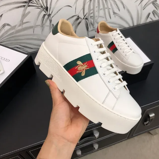 Gucci Ace White Leather Web Stripe Crystal Strap Lifestyle Sneakers 4