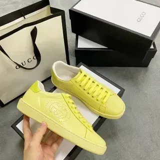 Gucci Ace Yellow Perforated Logo Lifestyle Sneakers