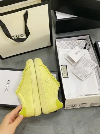Gucci Ace Yellow Perforated Logo Lifestyle Sneakers 2