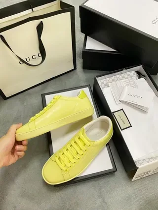 Gucci Ace Yellow Perforated Logo Lifestyle Sneakers 5