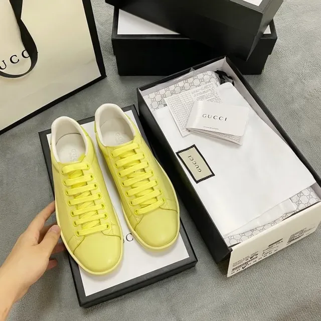 Gucci Ace Yellow Perforated Logo Lifestyle Sneakers 8