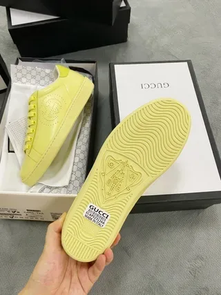 Gucci Ace Yellow Perforated Logo Lifestyle Sneakers 9